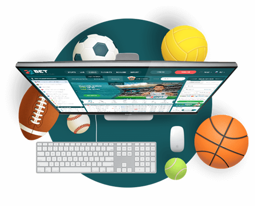 Une vue de dessus du site avec des ballons de différents sports