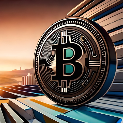 Une ville avec un coin de Bitcoin à côté