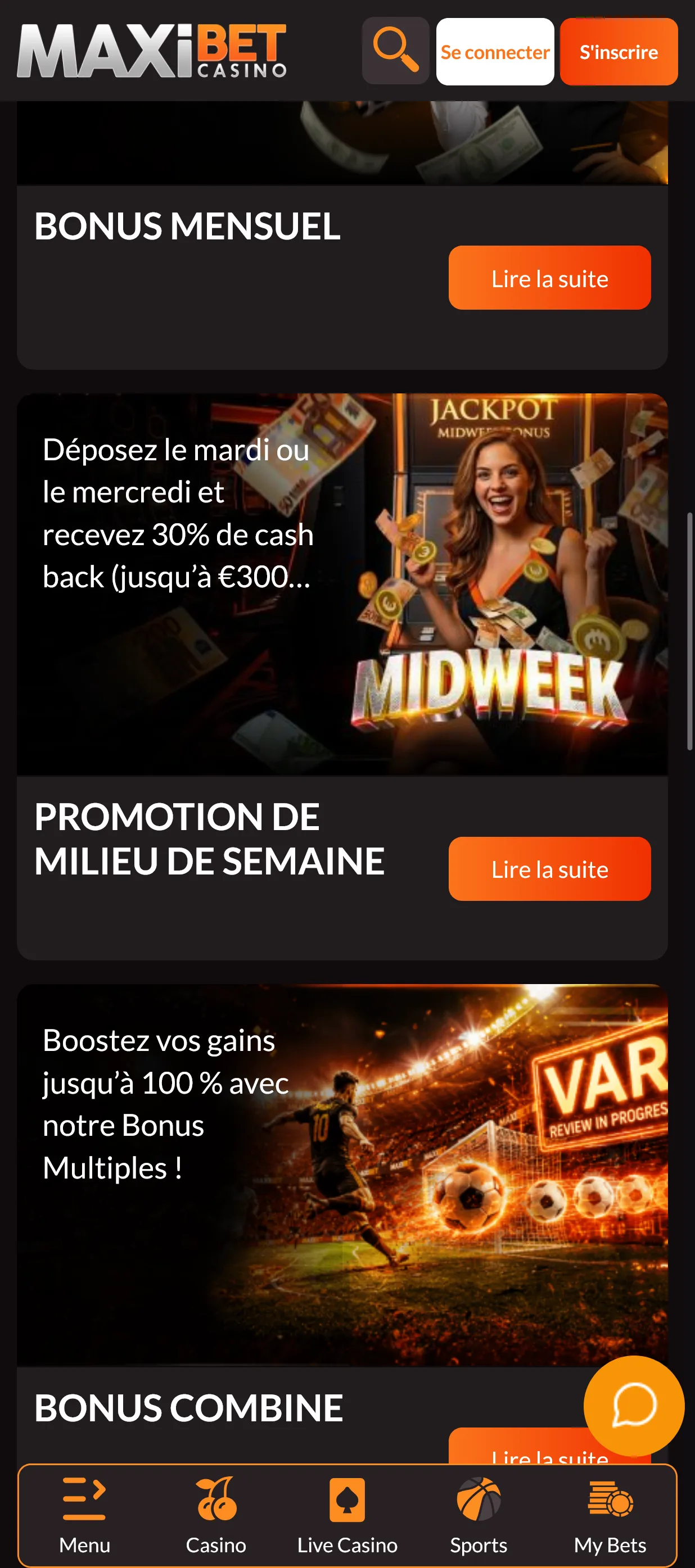 3 bonus de paris sportifs de Maxibet
